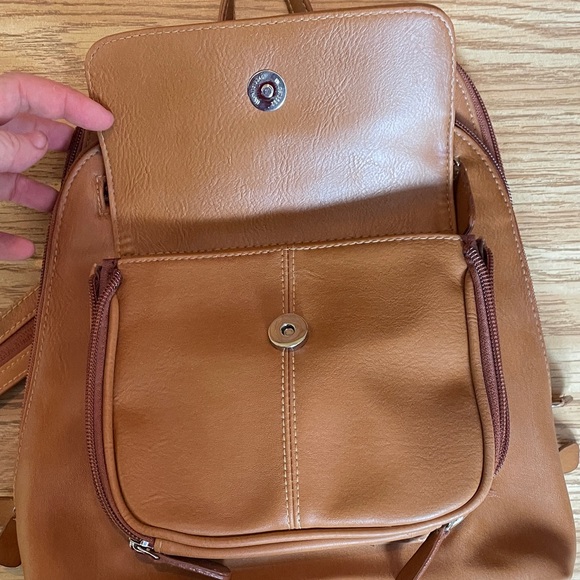 Tan Leather Backpack - Women’s Everyday Backpack Purse - Picture 6 of 8